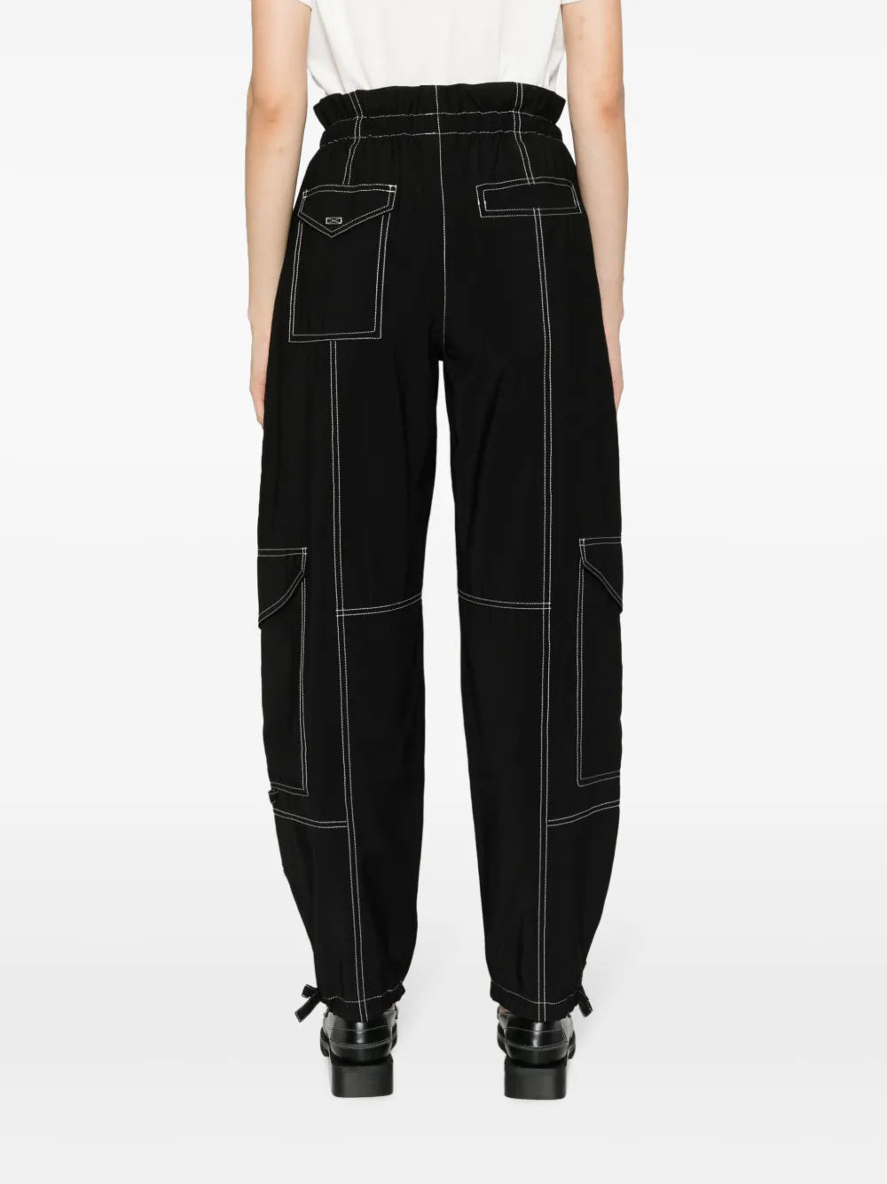 GANNI – Pantalon en tissu flammé léger noir