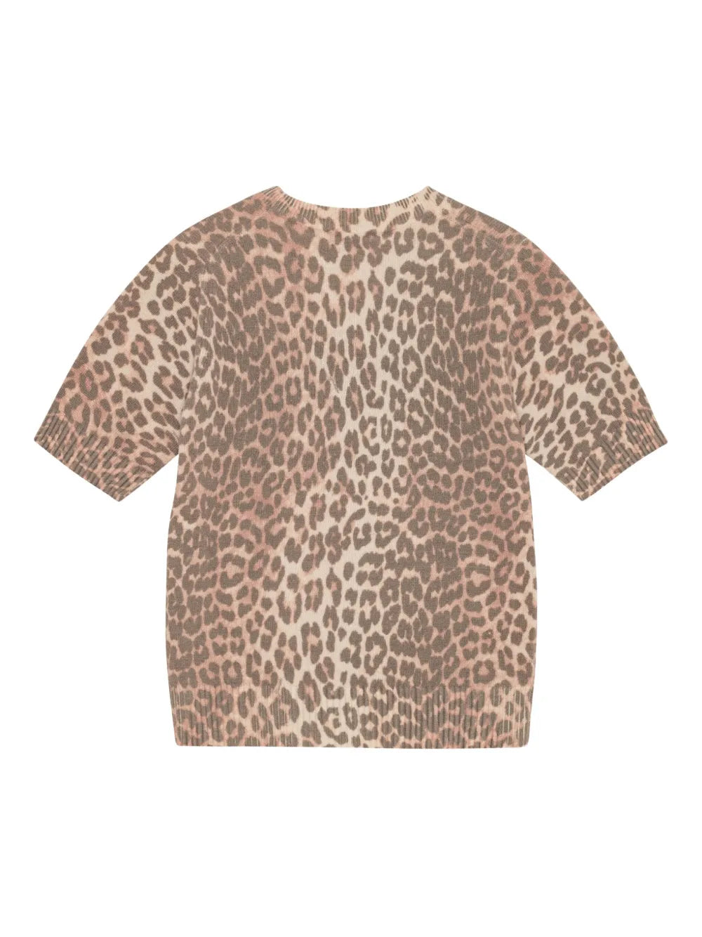 GANNI – T-shirt en mélange de laine à imprimé léopard