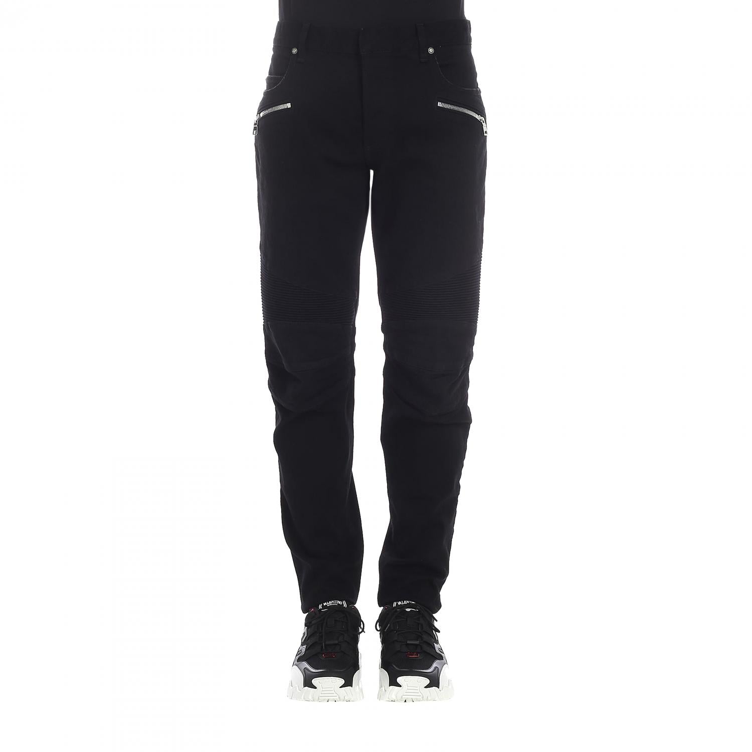 Jean Balmain Biker en Denim Noir