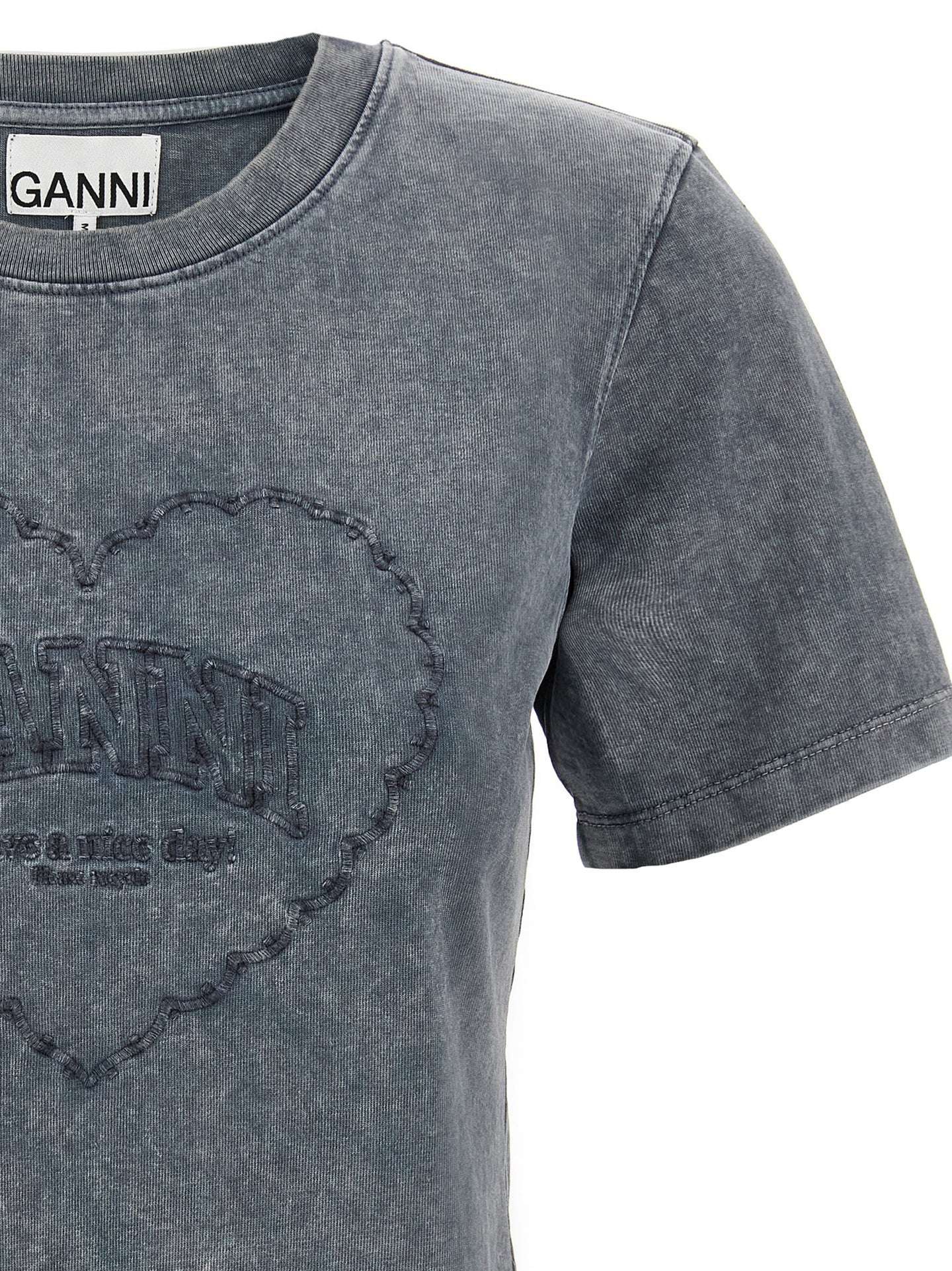 GANNI – T-shirt court à motif cœur délavé gris
