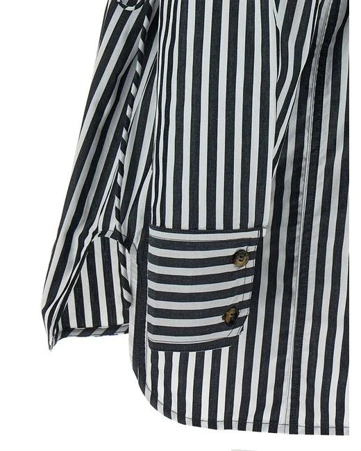 GANNI – Chemise à lacets noire à rayures