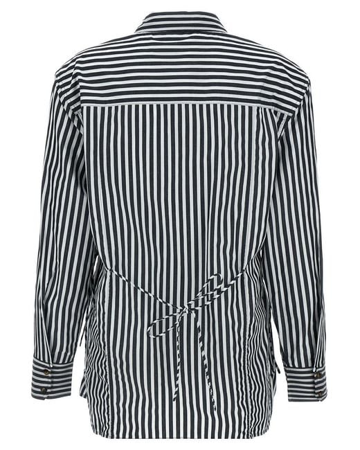 GANNI – Chemise à lacets noire à rayures