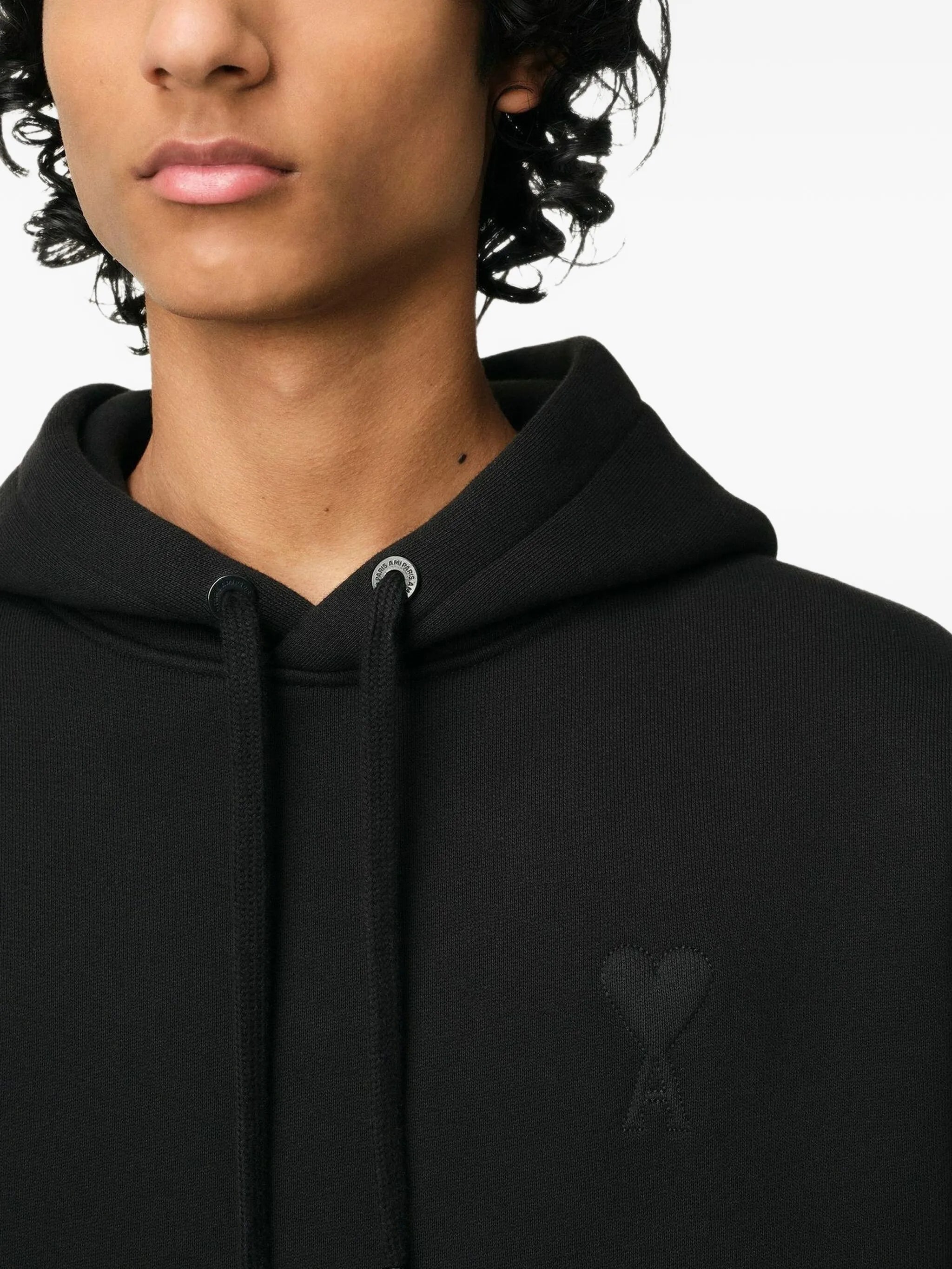 Ami Paris Hoodie Ami de Cœur Ton sur Ton – Noir