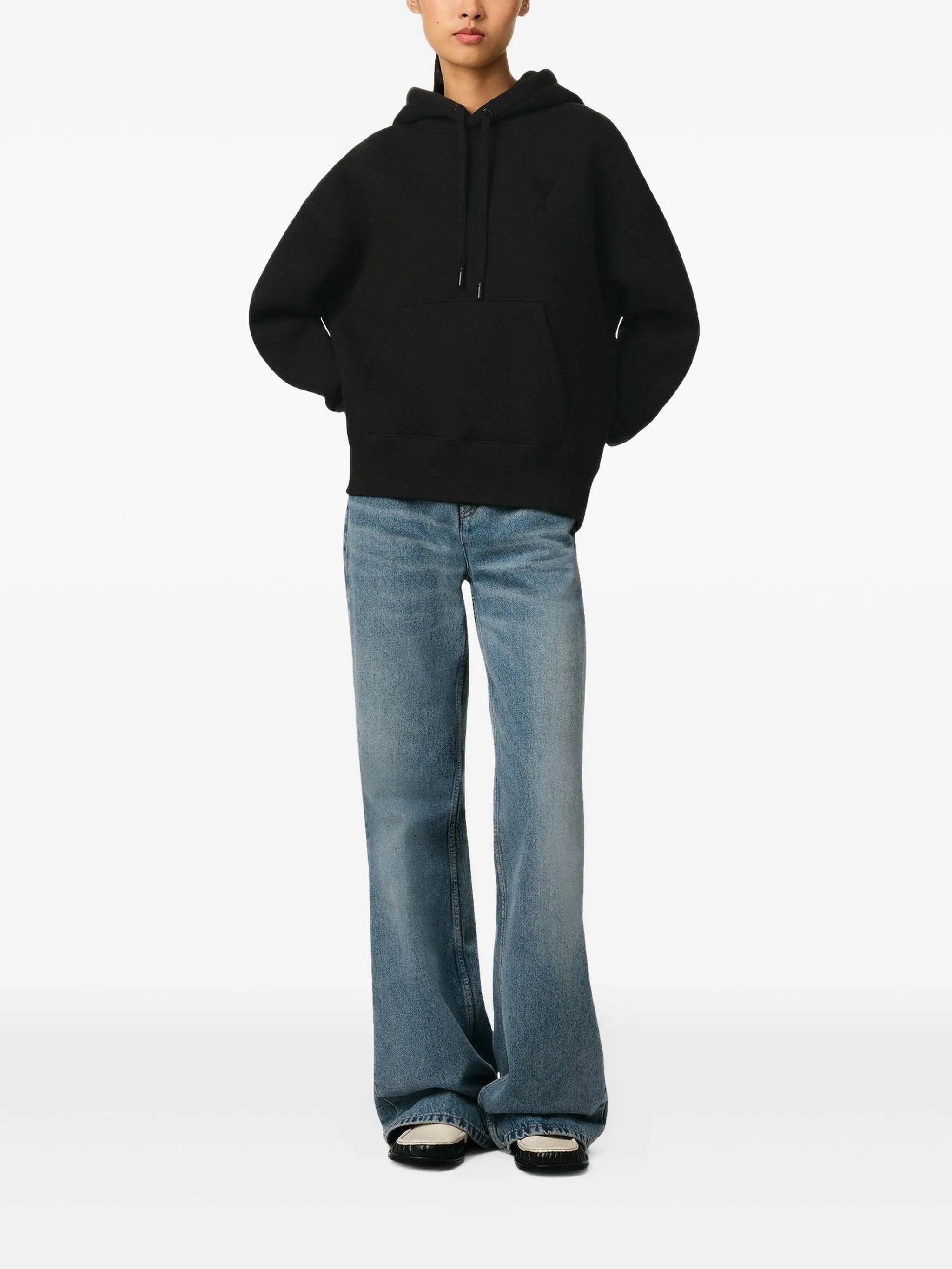 Ami Paris Hoodie Ami de Cœur Ton sur Ton – Noir