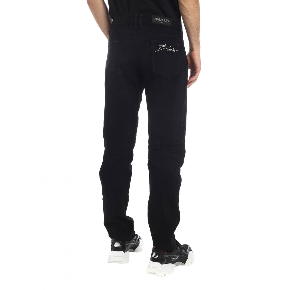 Jean Balmain Biker en Denim Noir