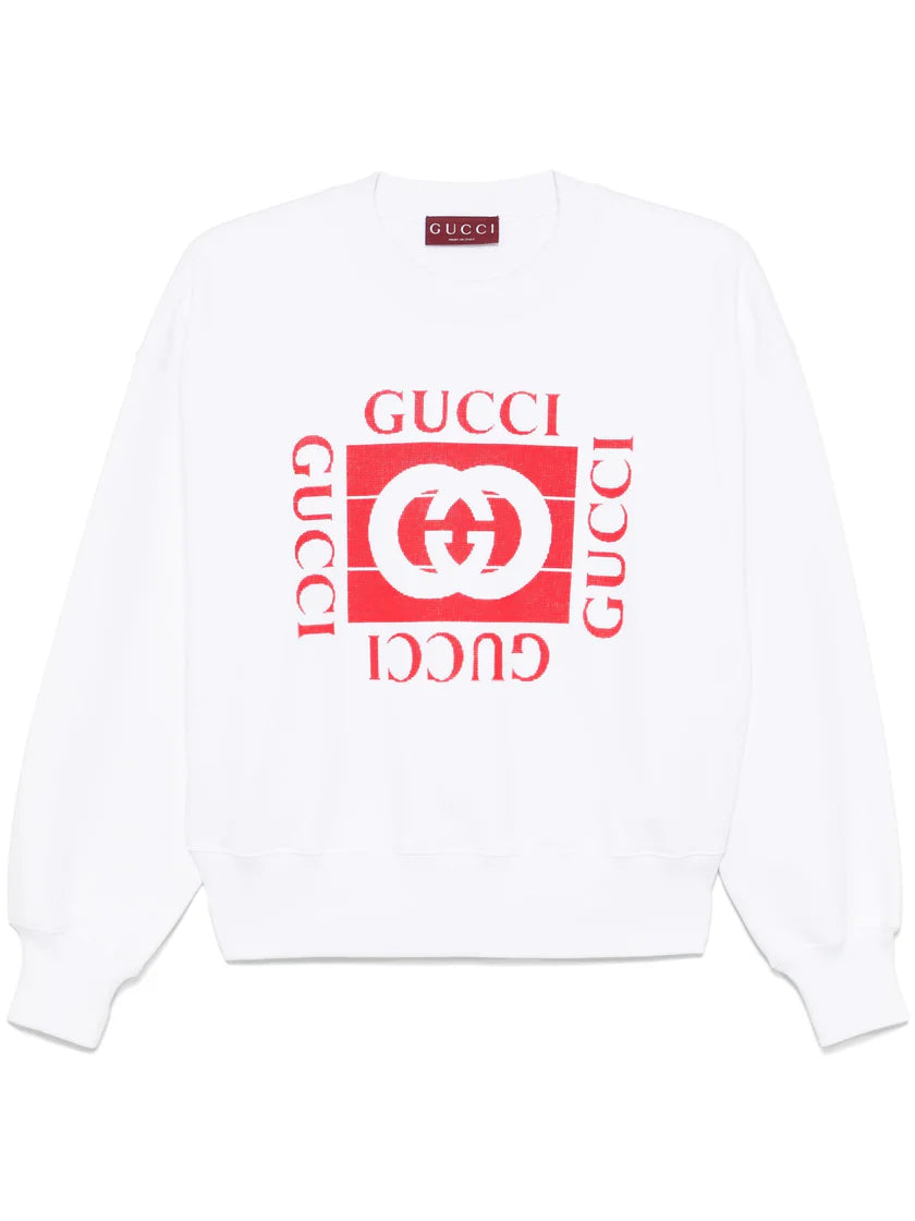 Sweat-shirt en Molleton de Coton Gucci avec Logo Floqué