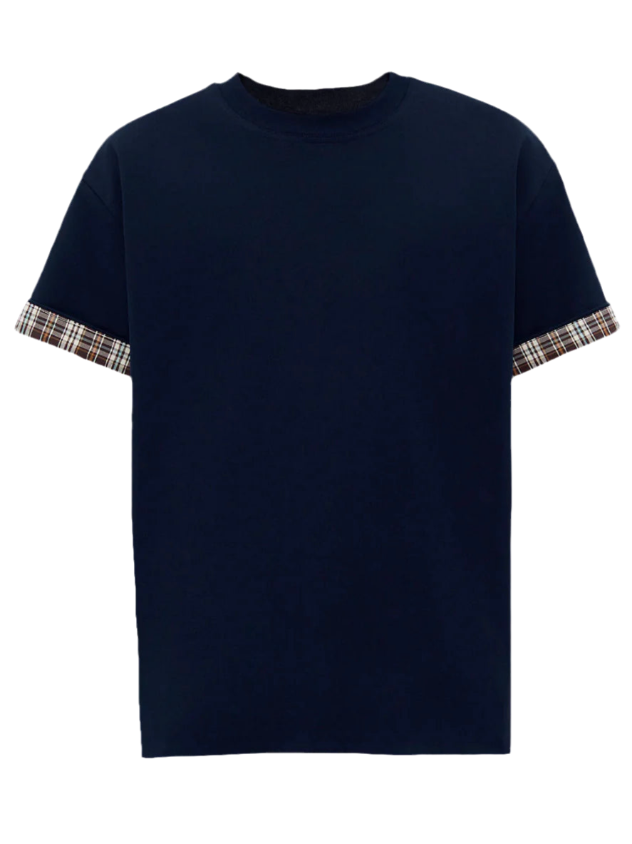 T-shirt Bottega Veneta à Double Couche et Manches à Carreaux