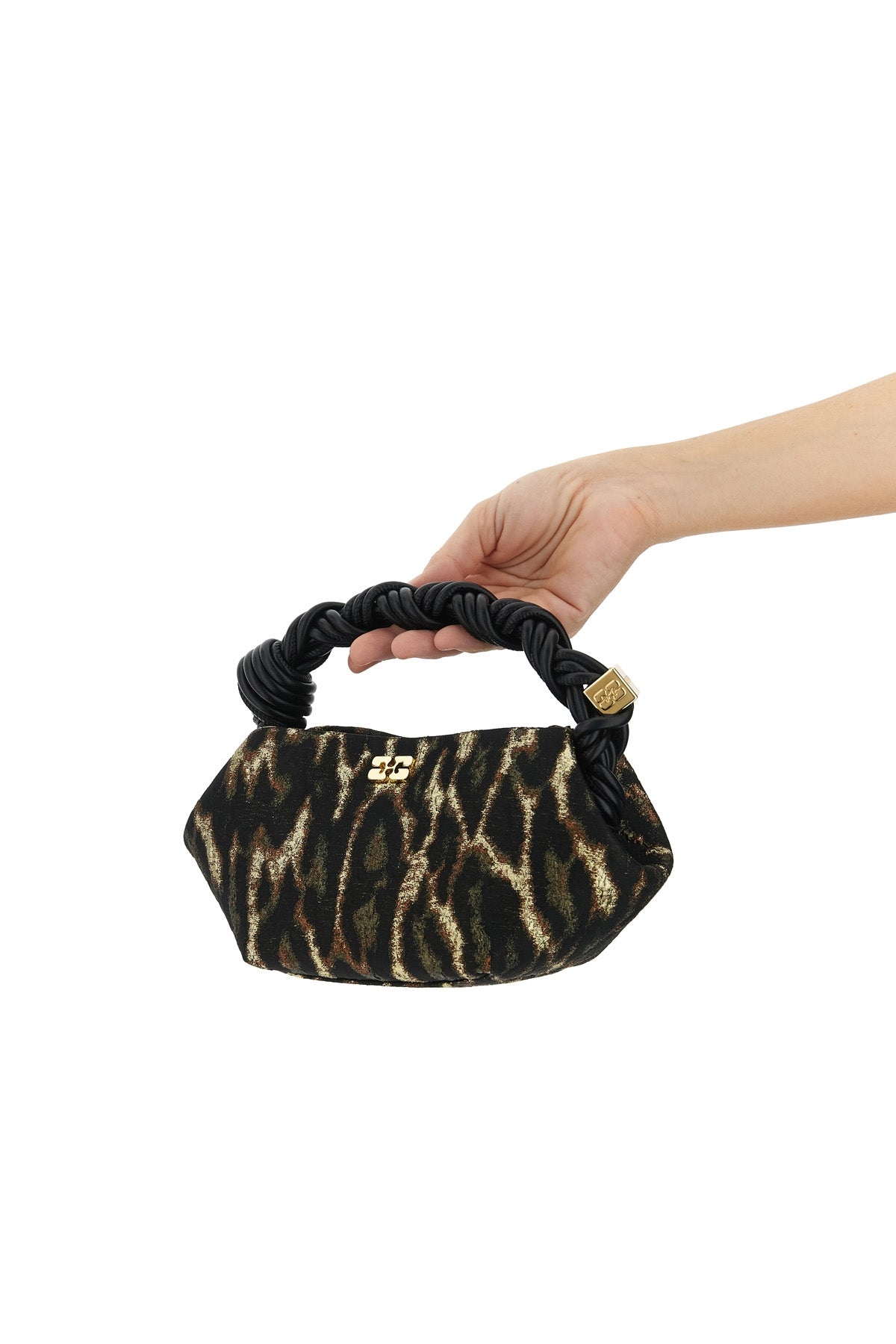 GANNI – Bou Bag Mini Metallic Cloqué Leopard