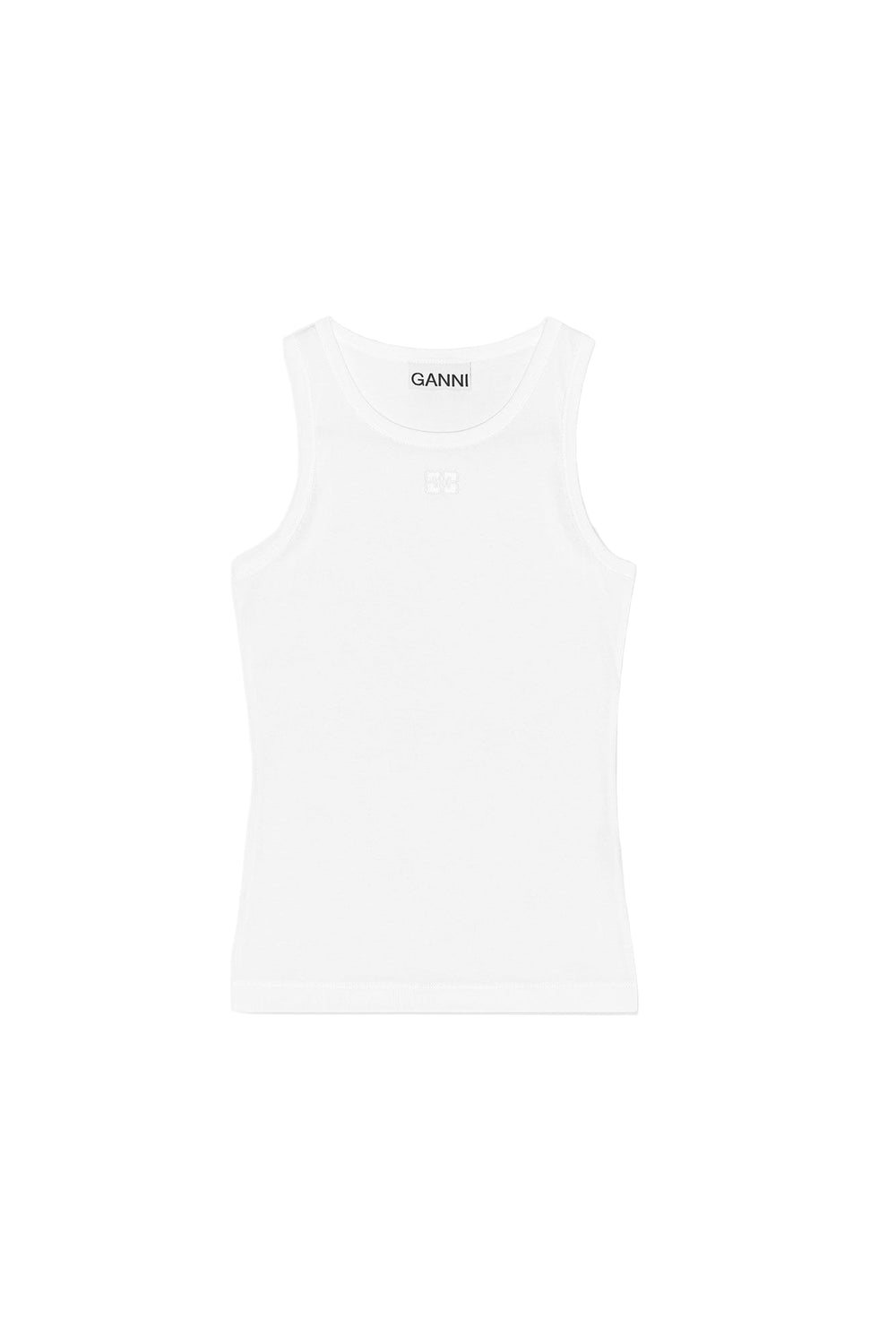 GANNI – Top côtelé blanc (Nouvelle collection)