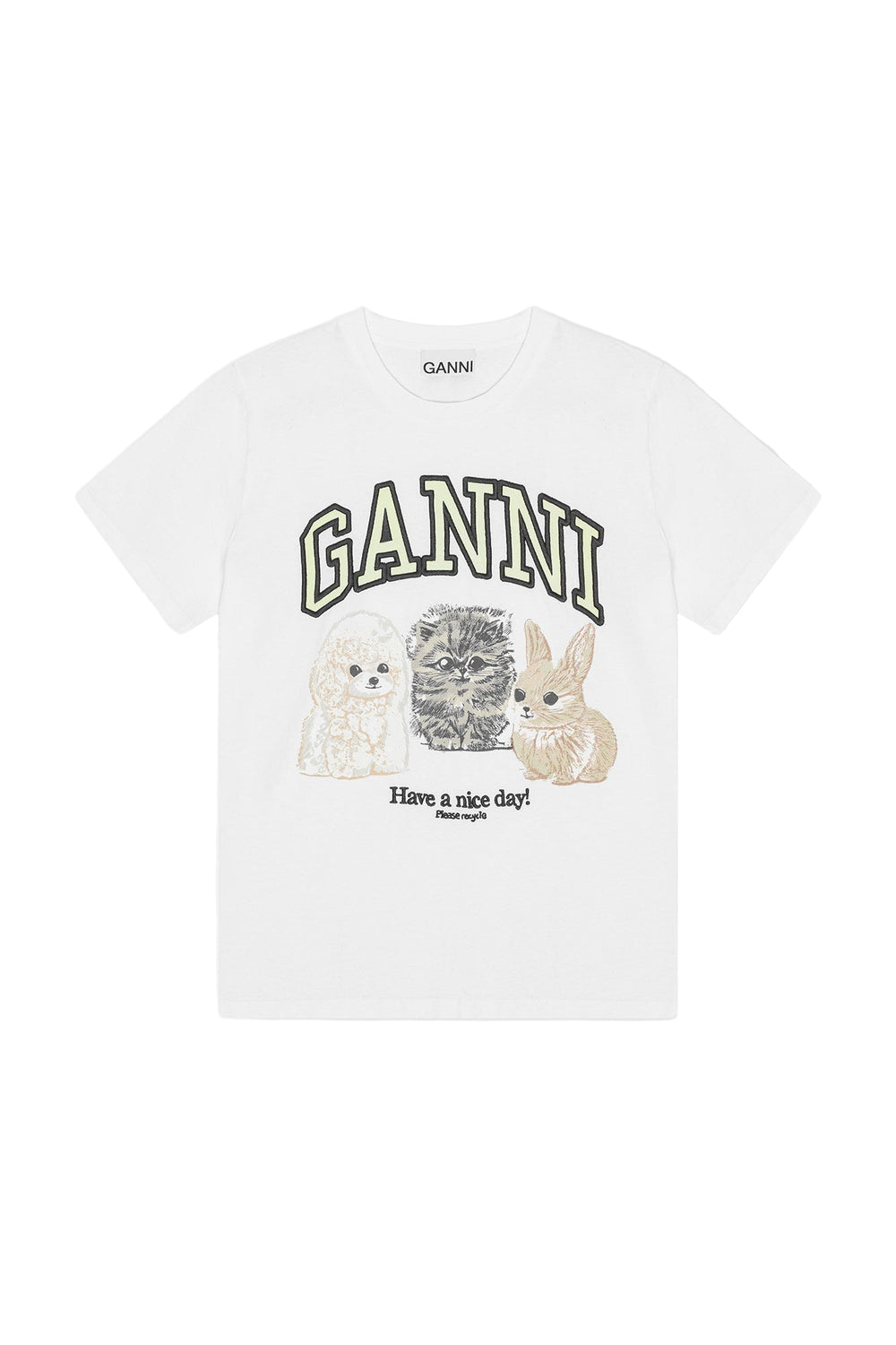 GANNI – T-shirt blanc à motif animaux