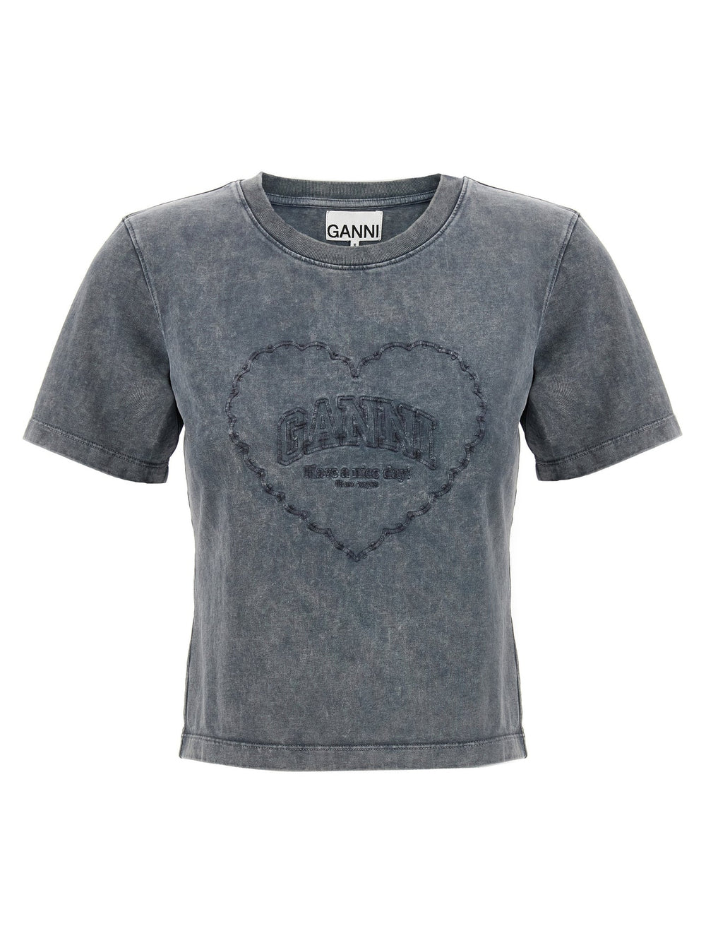 GANNI – T-shirt court à motif cœur délavé gris