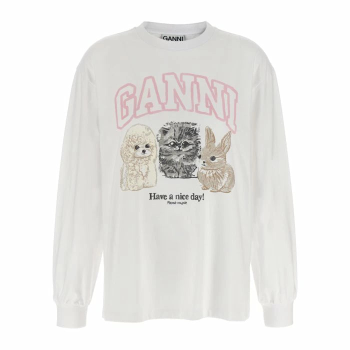 GANNI – T-shirt à manches longues motif animaux